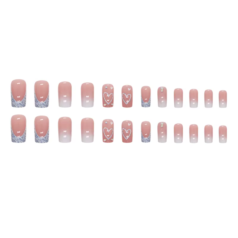 24 morceaux d'ongles longs et nus doux (forme carrée)