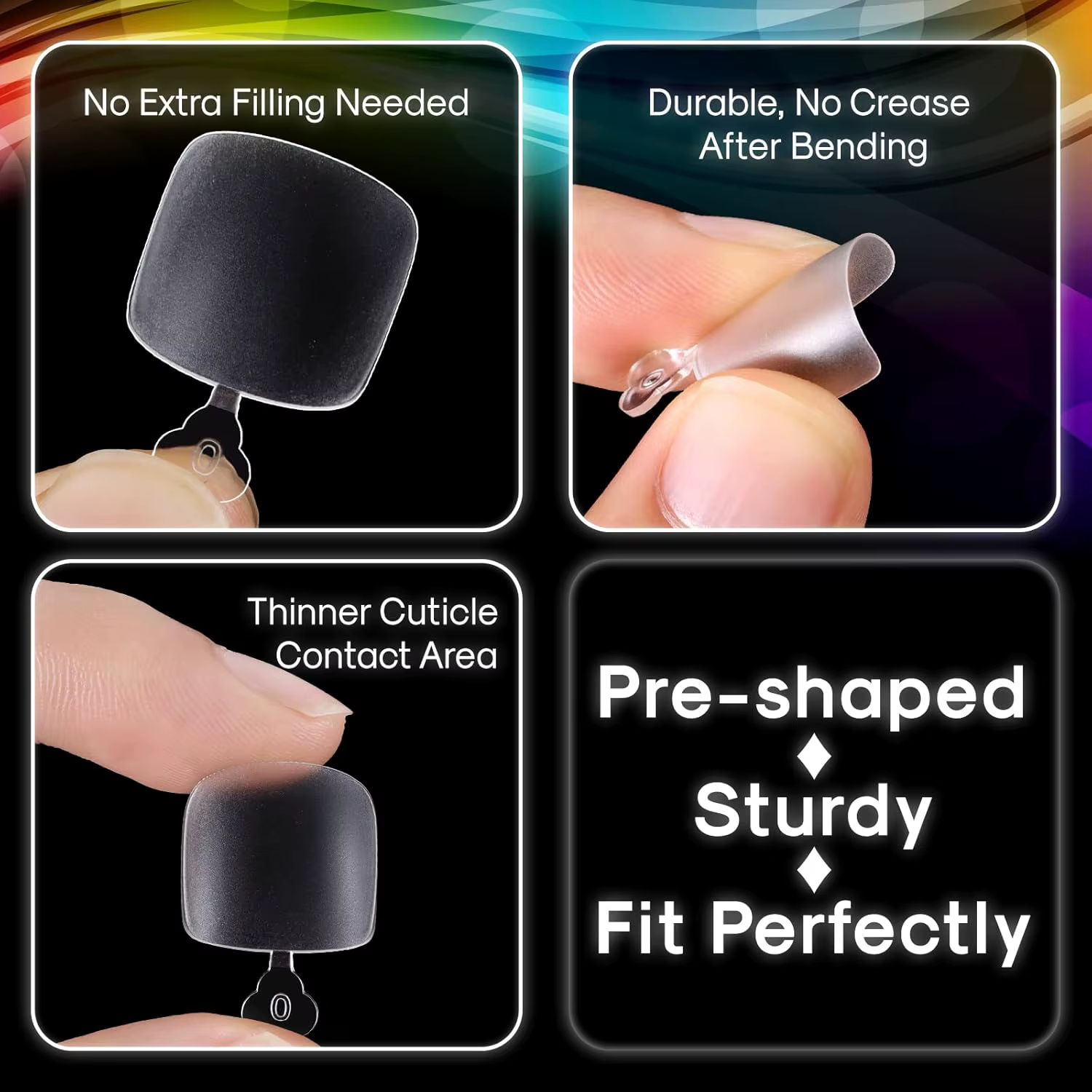 120/150/600 pièces faux ongles givrés court carré faux Gel doux couverture complète pré-forme orteil pointe presse sur l'extension des ongles des orteils