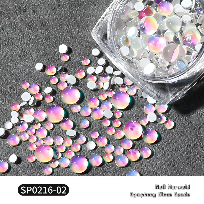 1 Boîte de Breloques pour Ongles Larmes de Sirène Arc-en-ciel