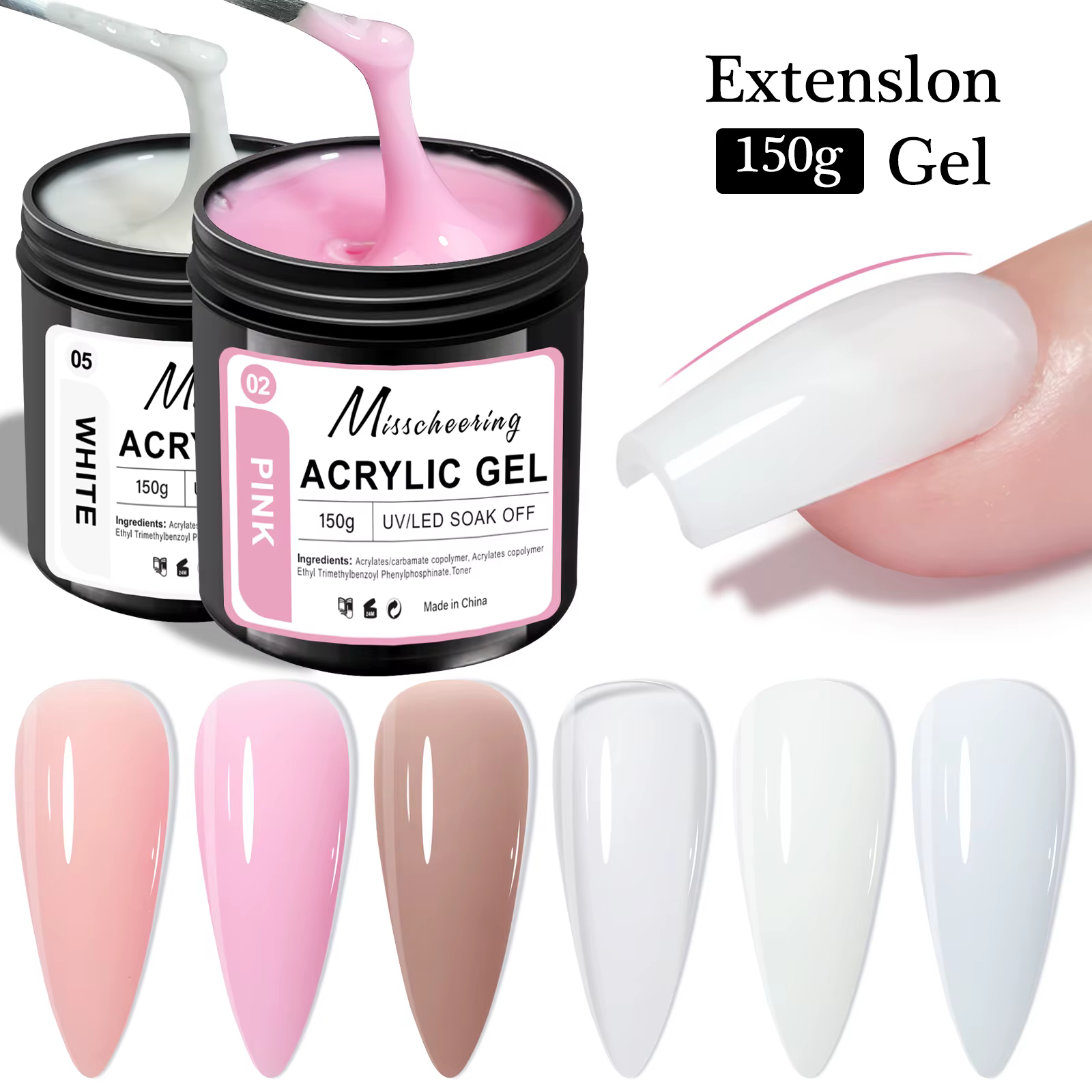Gel d'extension d'ongles Transparent