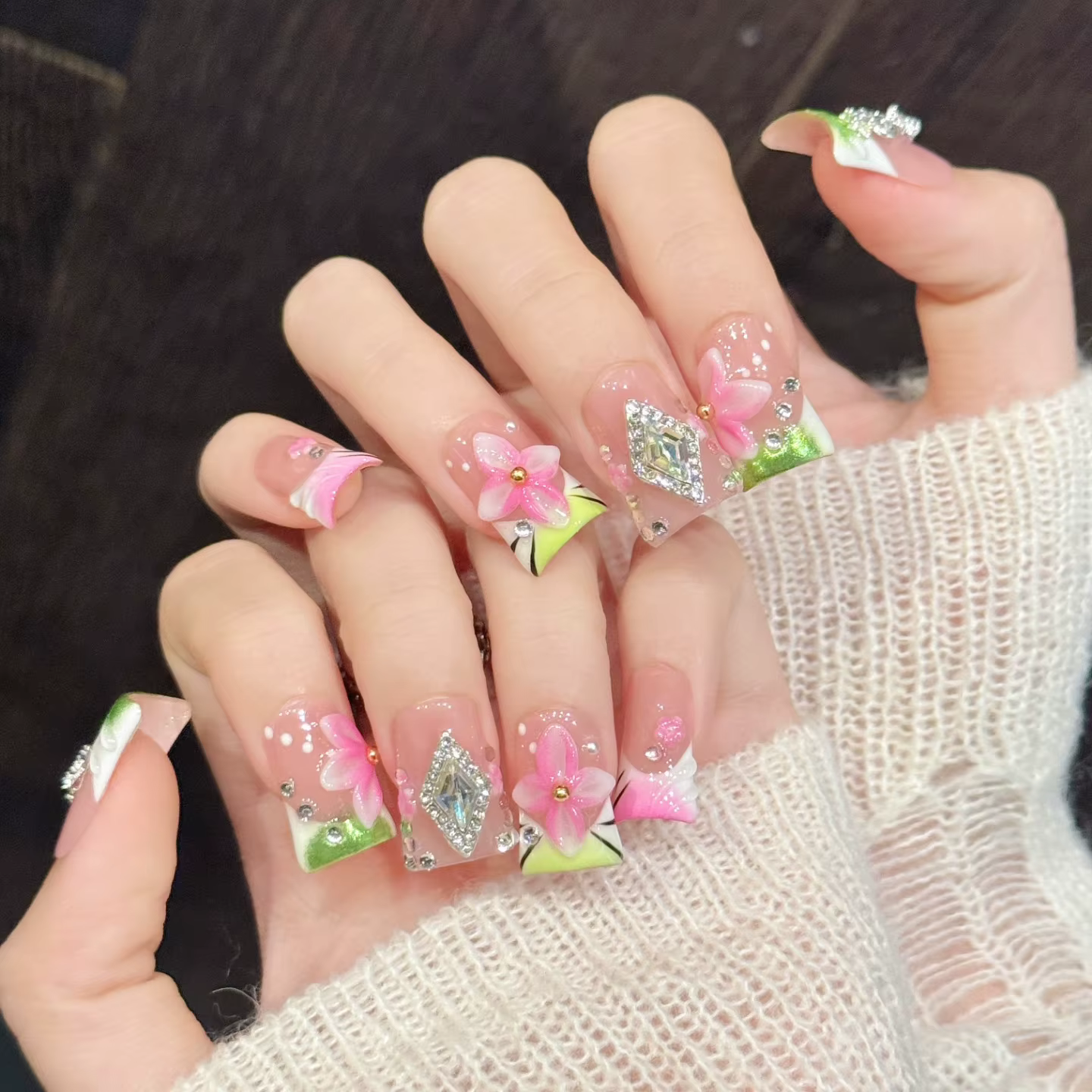 10 faux ongles faits à la main en forme de canard