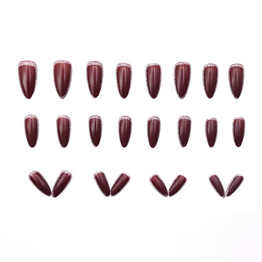 Cherry Glitter 24 pièces presse sur ongles rose dégradé faux