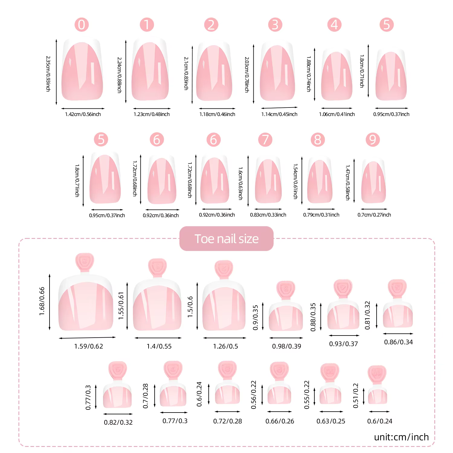 48/144 pièces Faux ongles à presser French Manucure et Pédicure