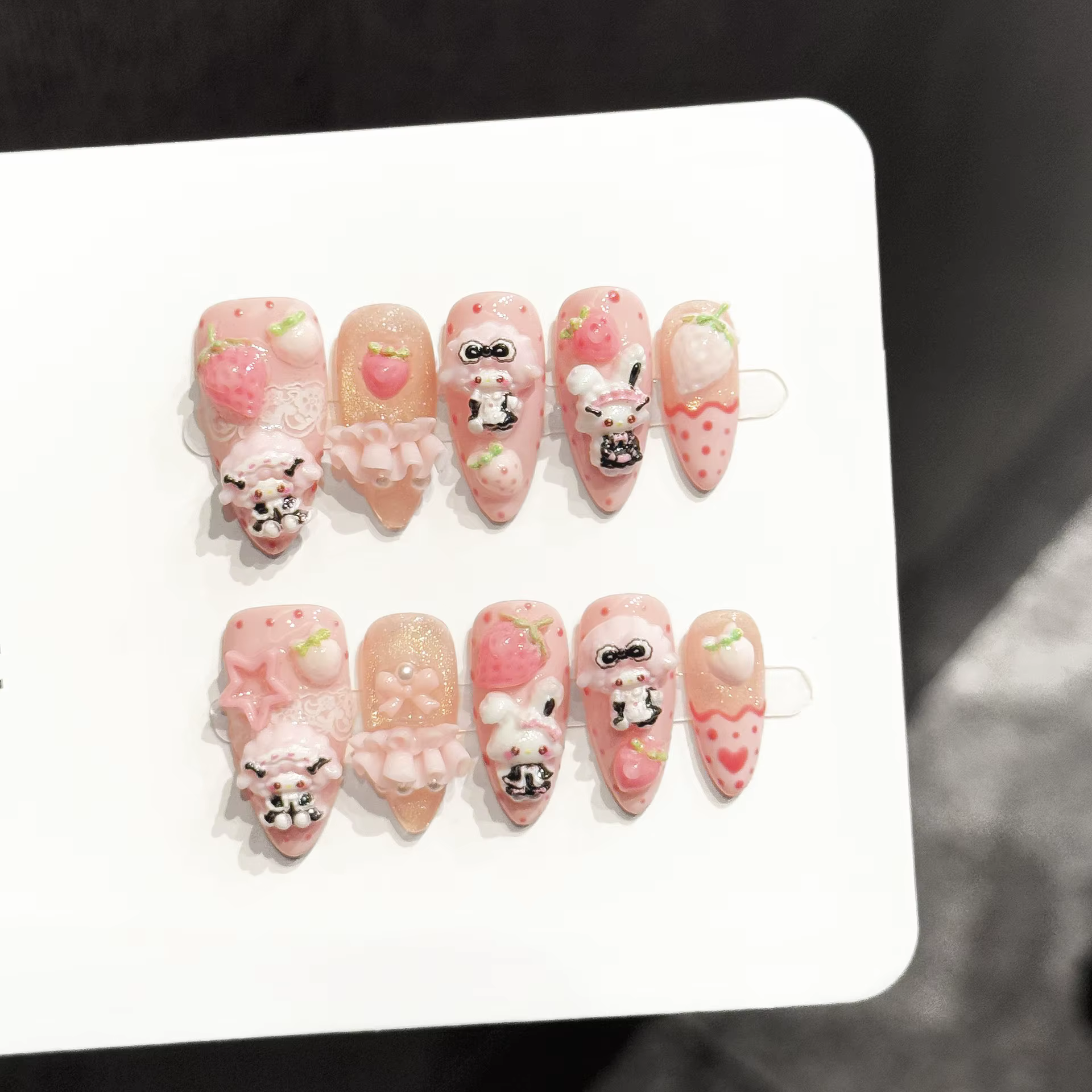 Faux ongles à pression en forme d'ours 3D