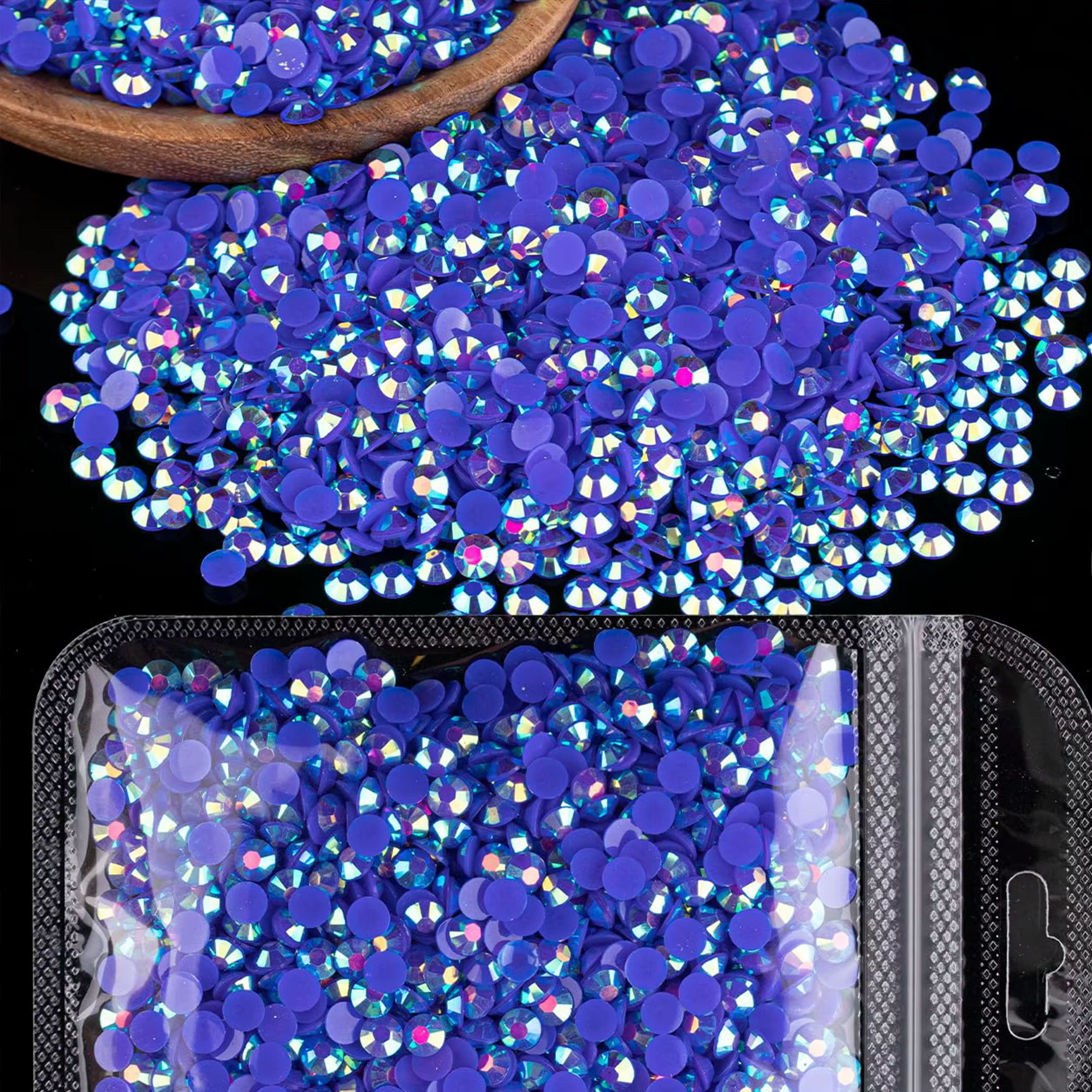 Strass en résine AB bleu roi effet gelée 2mm 3mm 4mm 5mm 6mm