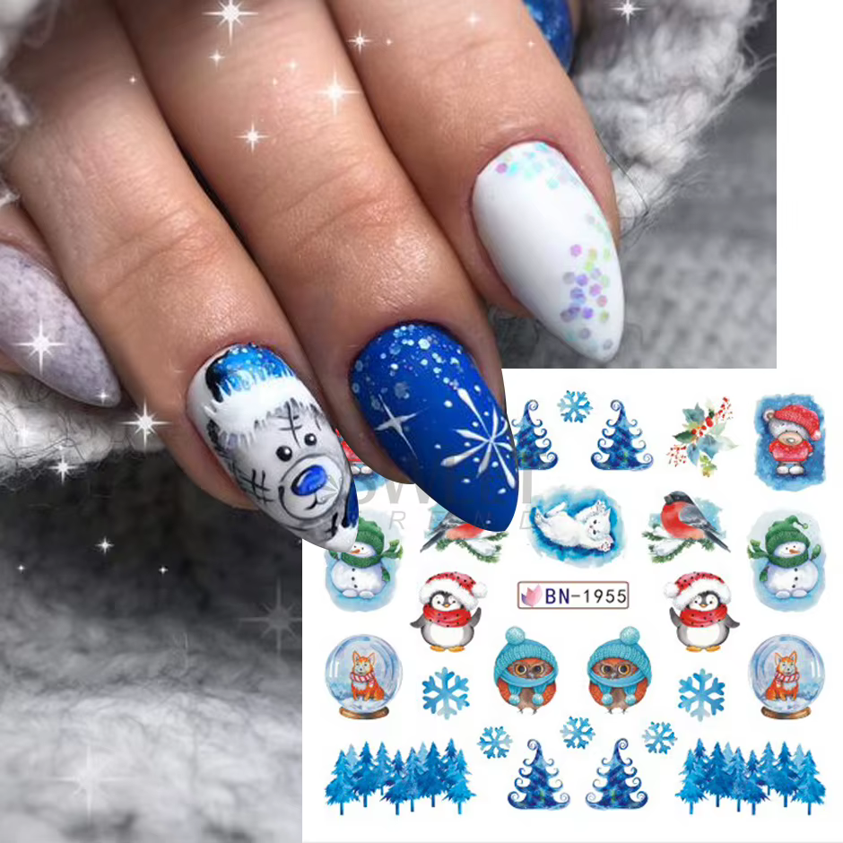 Autocollants pour ongles pingouin mignon