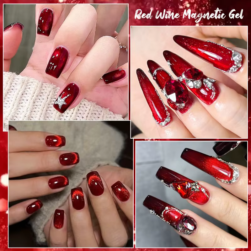 Vernis à ongles Gel magnétique chat vin rouge 10ml