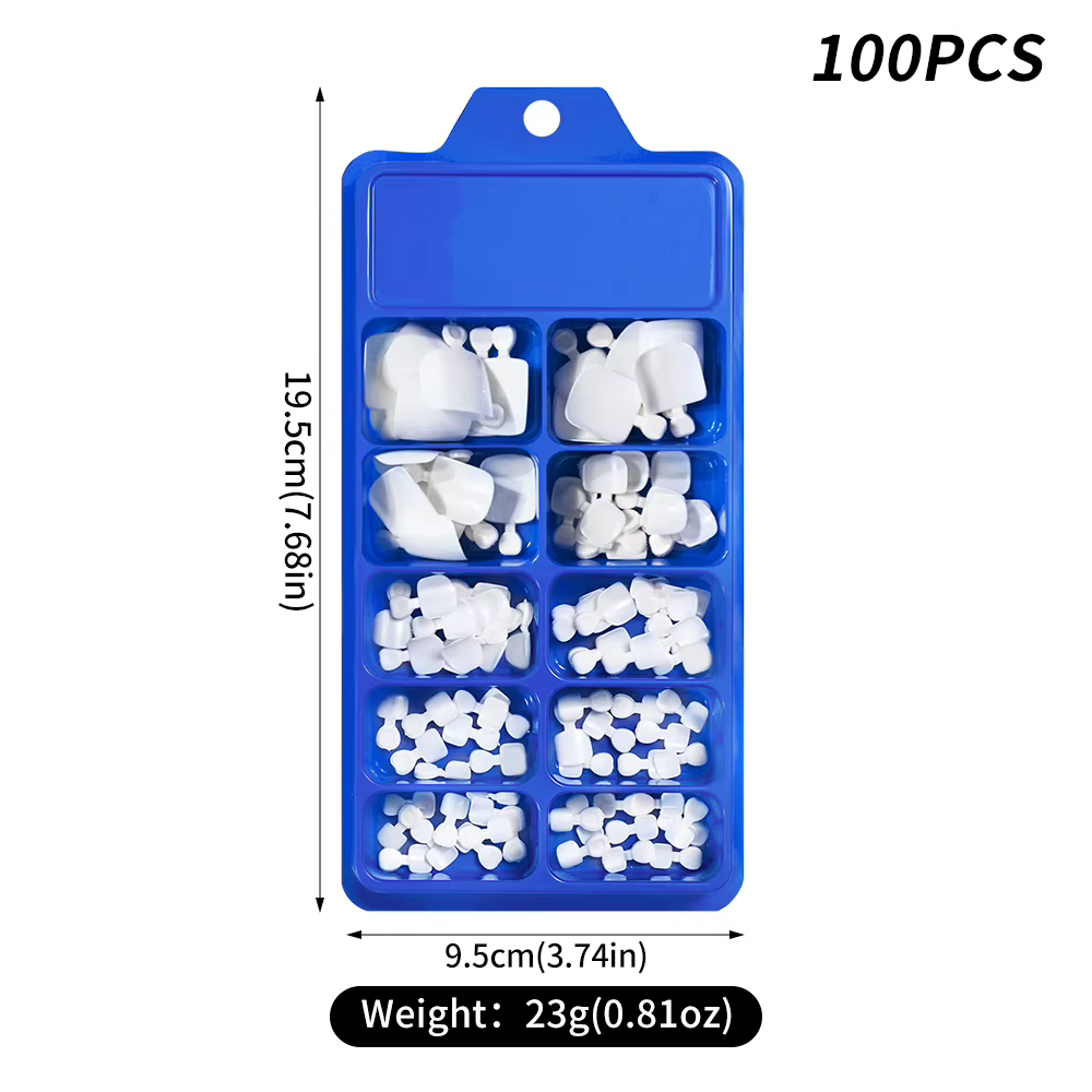 100 faux ongles de pieds carrés courts blancs
