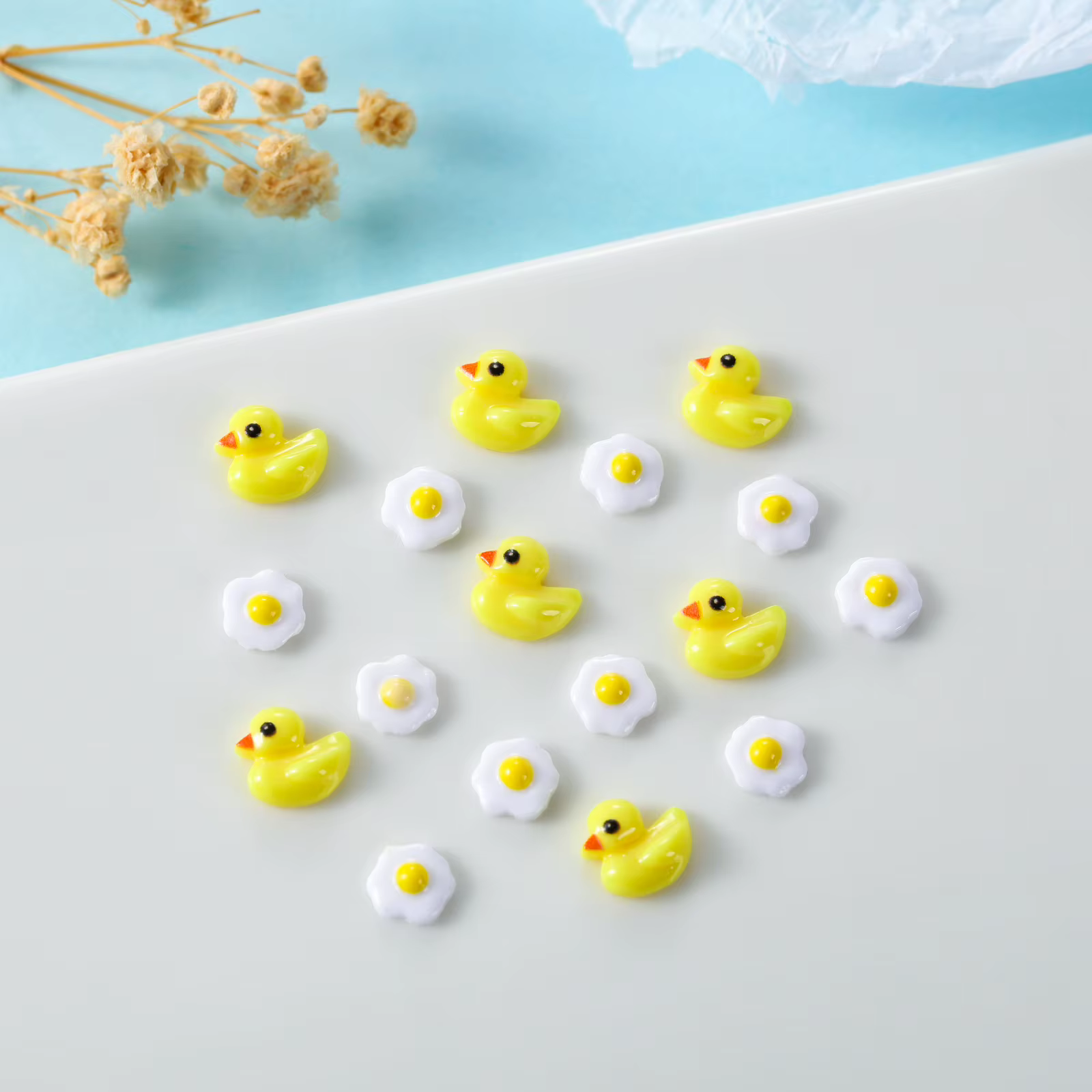20 pièces de breloques pour ongles en forme de mini-canard jaune