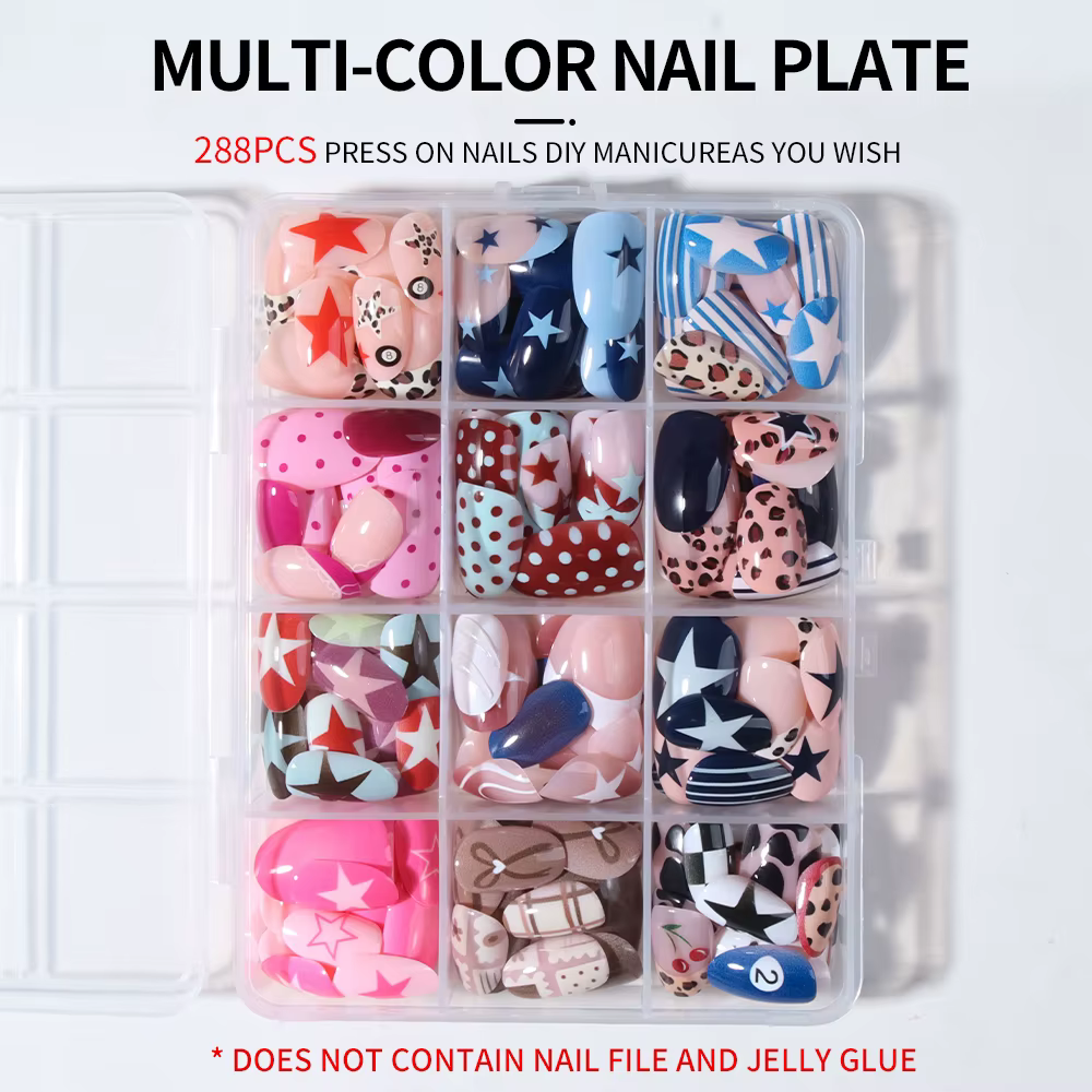 288 pièces (12 mélangés) ongles à huit boules