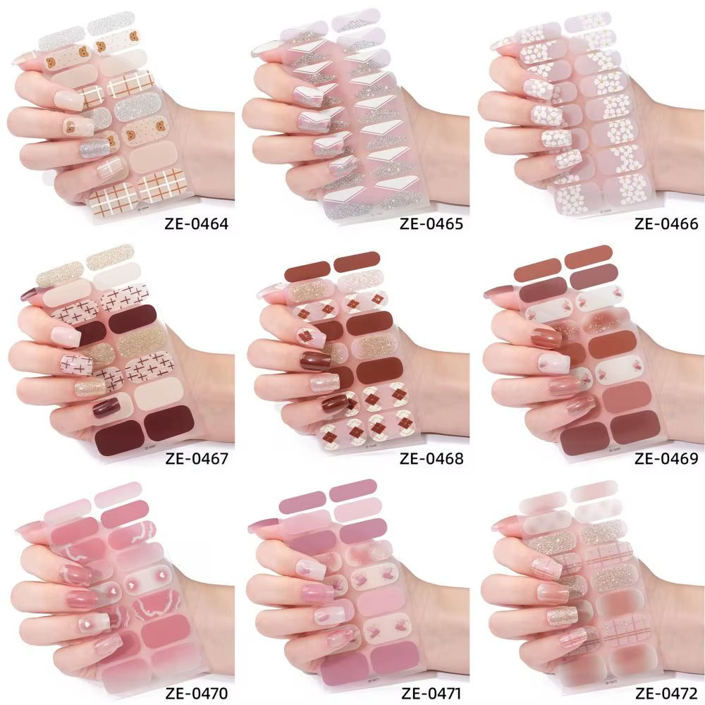 4 sets de 16 bandes de vernis à ongles semi-durcis en gel
