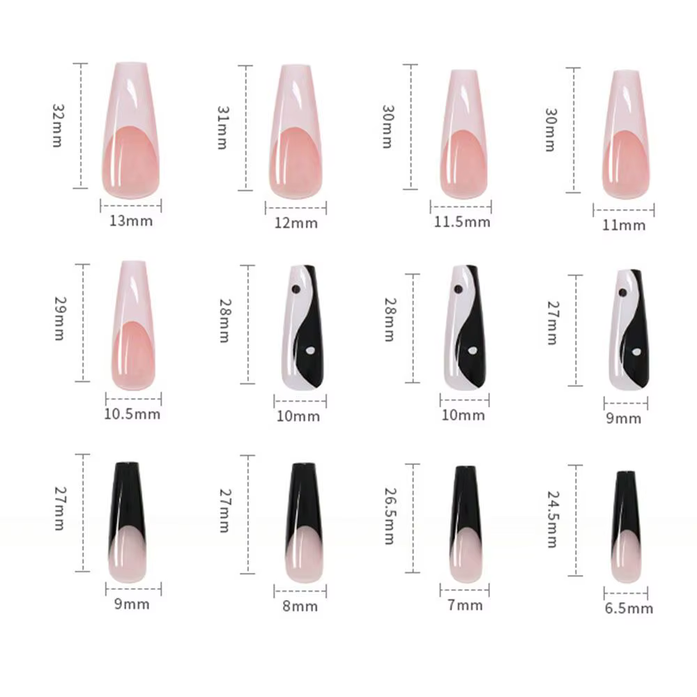 Faux Ongles Longs en Forme de Cercueil pour Manucure