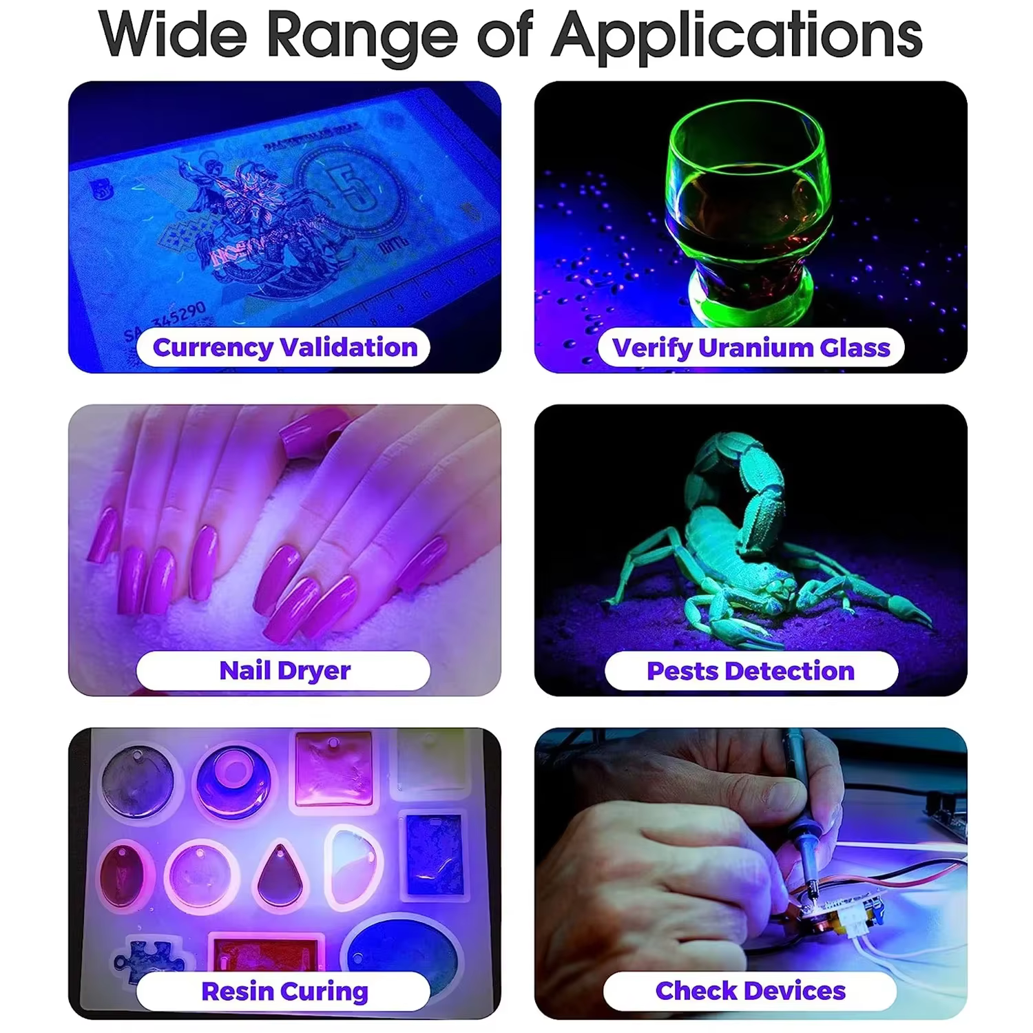 Lampe à ongles UV 395nm Led lumières ultraviolettes