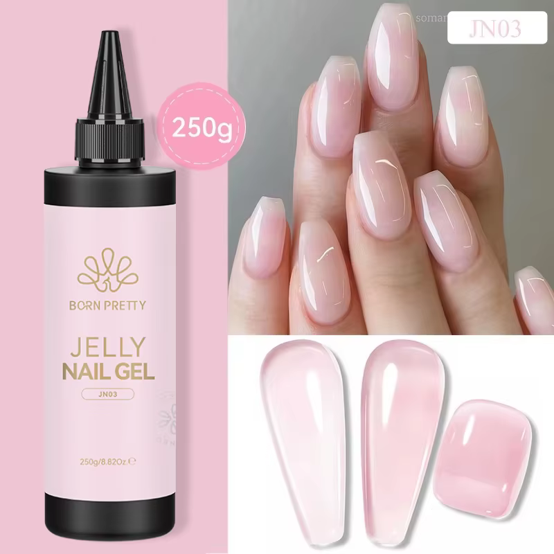 BORN PRETTY 250g gelée blanche laiteuse Gel nu vernis à ongles paquet rechargé translucide clair Semi Permanent tremper Gel UV