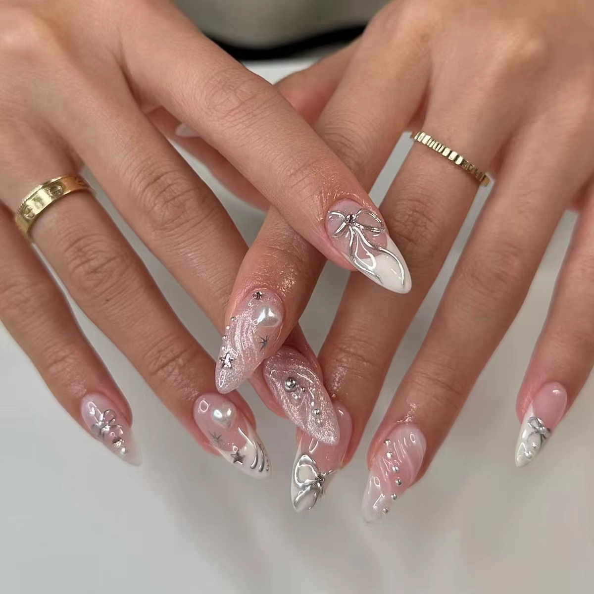 10 pièces automne hiver court amande faux ongles imprimé Animal presse