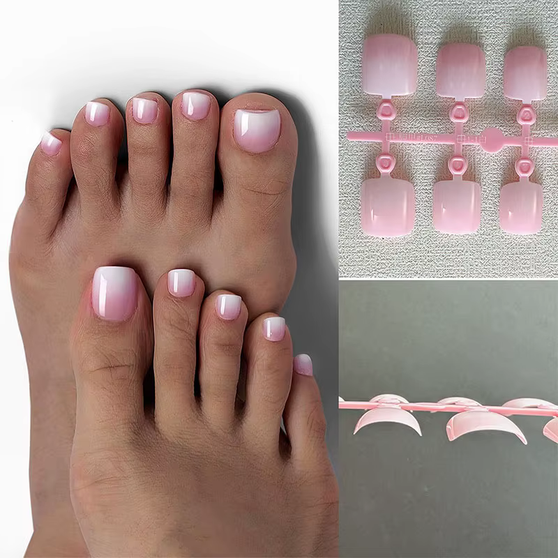 Nouveau 120Pes faux ongles sur les jambes français court biais presse