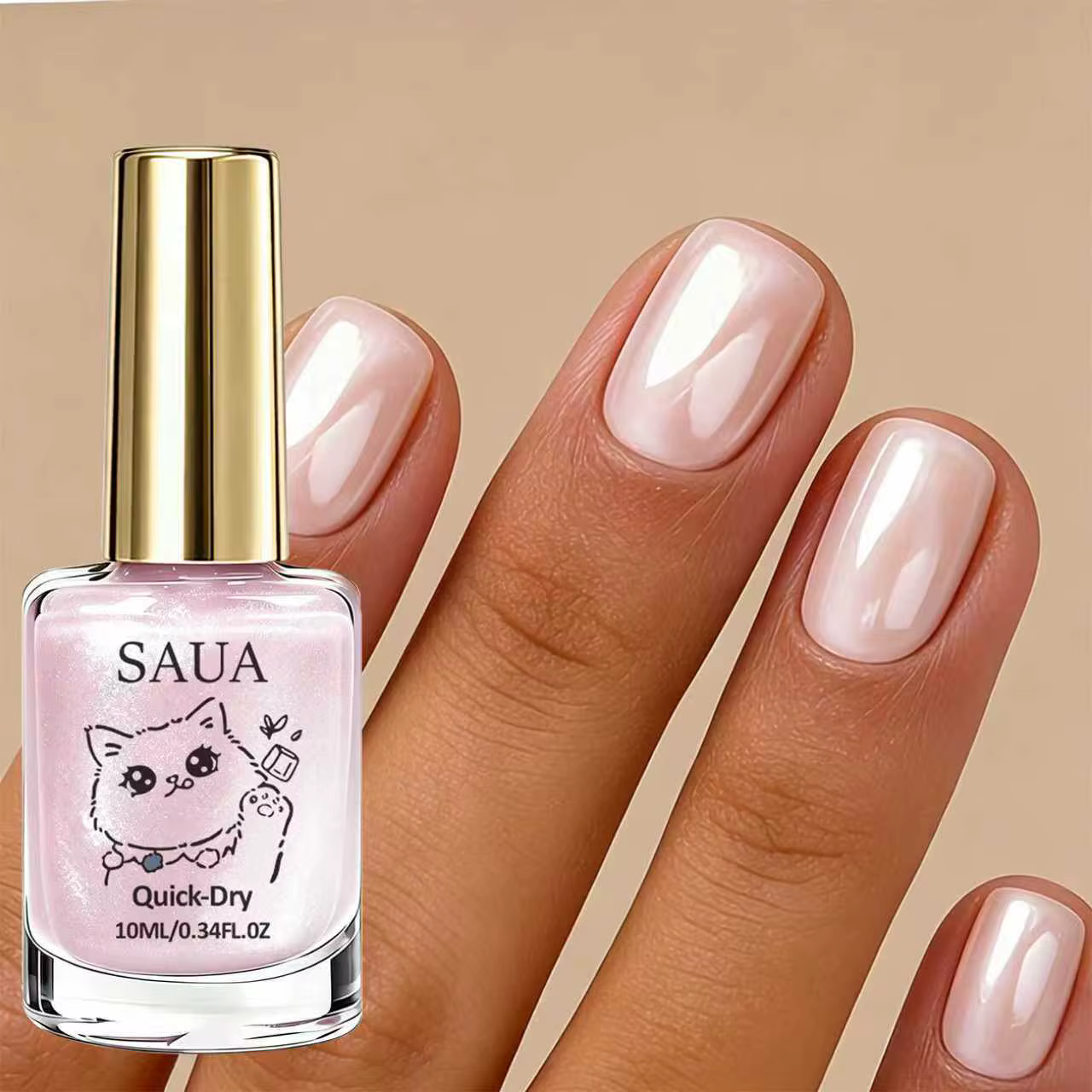 Vernis à ongles nacré rose ; séchage rapide