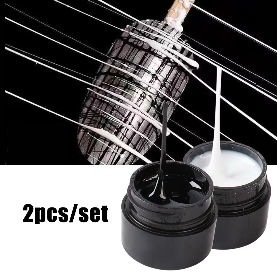 2 pièces créatif araignée ongles dessin Gel noir blanc peinture fil Web Liner Semi Permanent UV soie vernis manucure