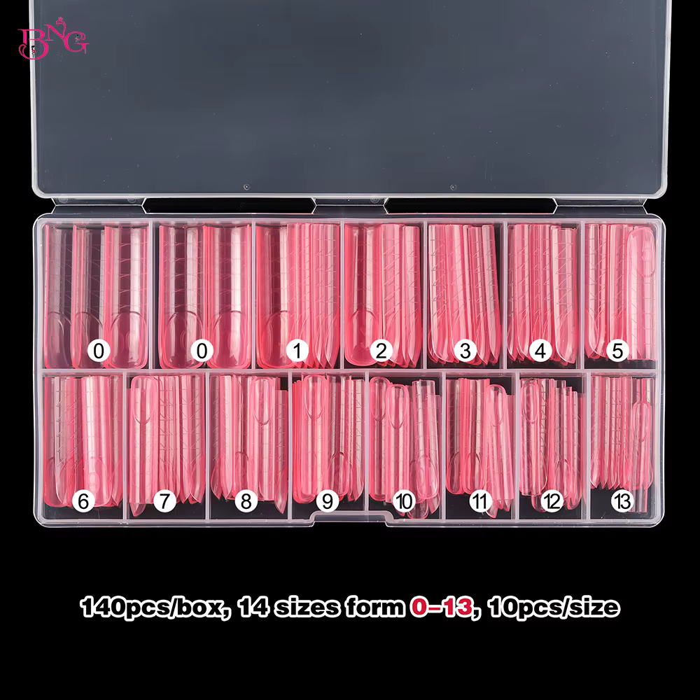 BNG français ongles double formes carré amande Extension d'ongle moules rose moule de construction rapide pour manucure française 120/140 pièces