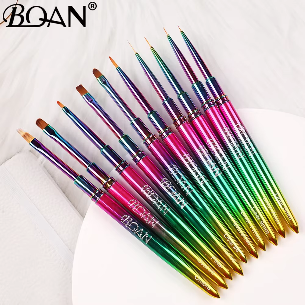 BQAN 10 styles de pinceaux pour nail art à effet dégradé étoilé