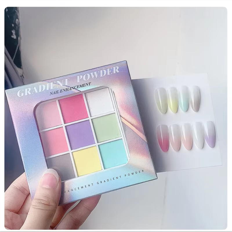 9 couleurs solide tapotement ongles poudres UV vernis décoration miroitant Fine paillettes dégradé mat Pat Pat manucure