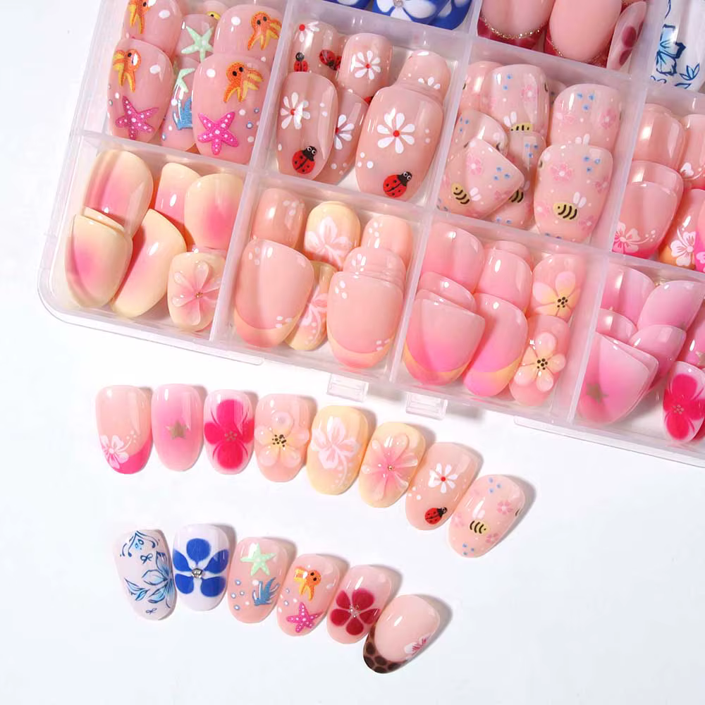 Ongles à fleurs 288 pièces (12 mélangés)