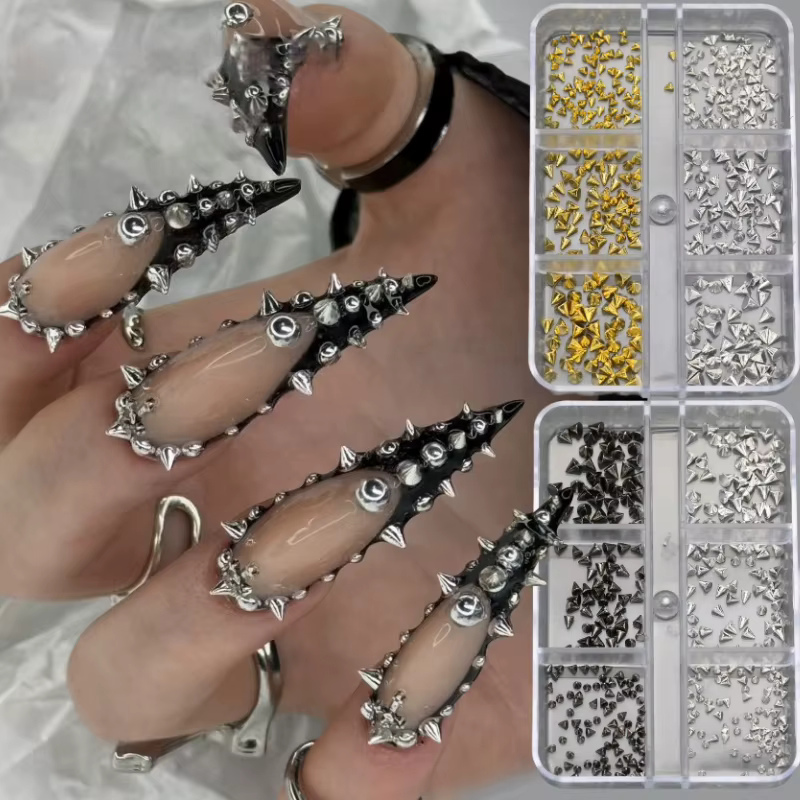 Rivets pour Nail Art de Style Punk noir et argent