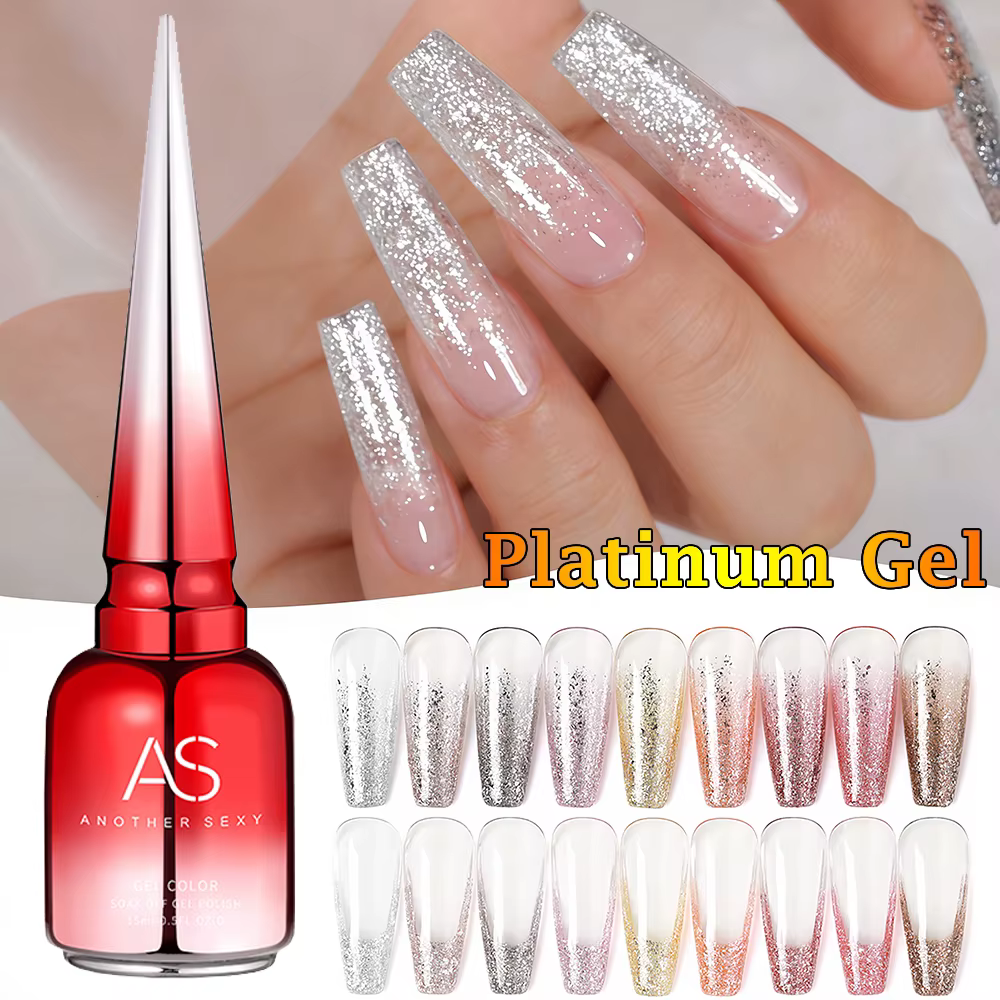 AS 15ml Sparkle platine Gel vernis à ongles brillant rose or argent paillettes peinture Gel dessin Semi Permanent Tpo gratuit vernis