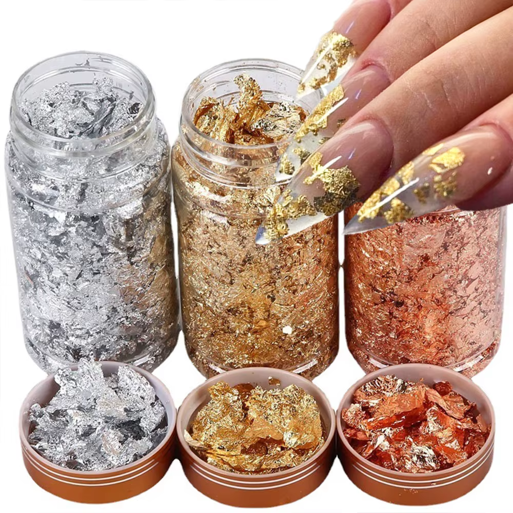 1 boîte de papier feuille d'or flocons pour Nail Art