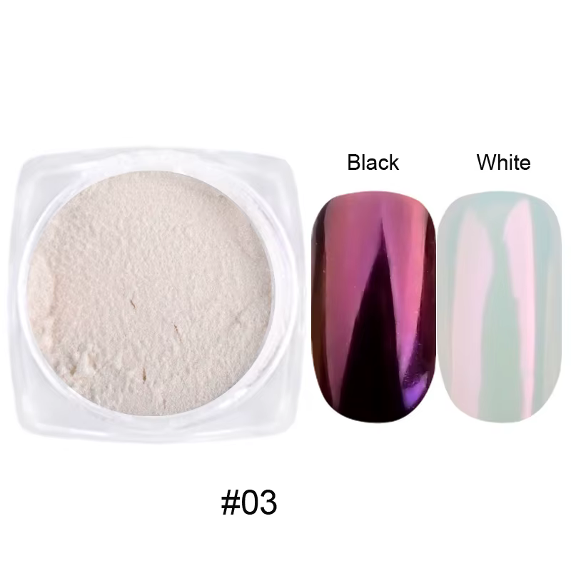12 pièces/ensemble Aurora blanc ongles miroir poudre 0.3g/pot miroitant clair de lune Chrome Pigment poussière pour UV Gel vernis manucure décorations