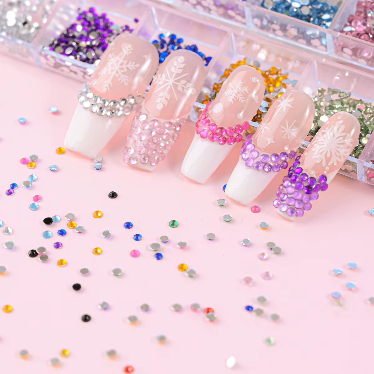 12 couleurs/ensemble 2mm strass ongles Art accessoires 3D acrylique Non correcteurs bricolage décorations Super