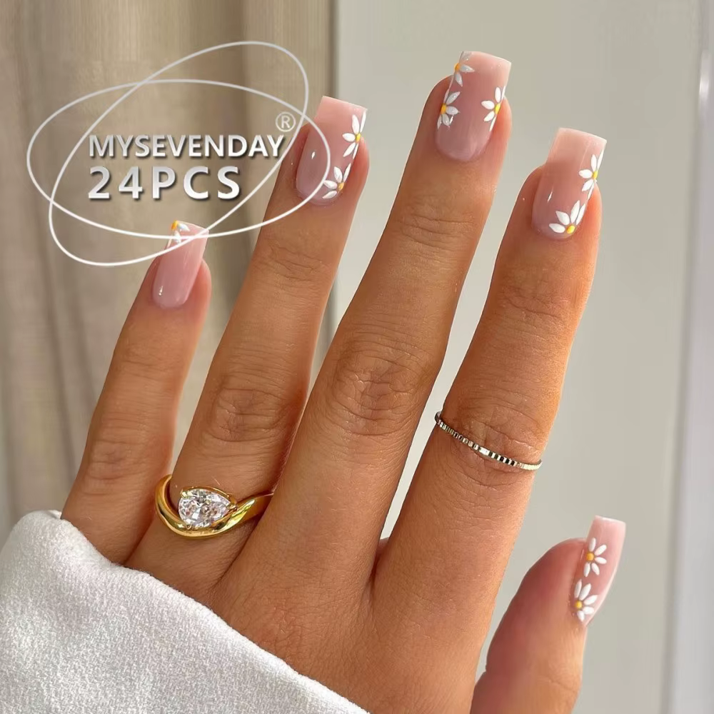24 pièces en gros Faux ongles à presser style français