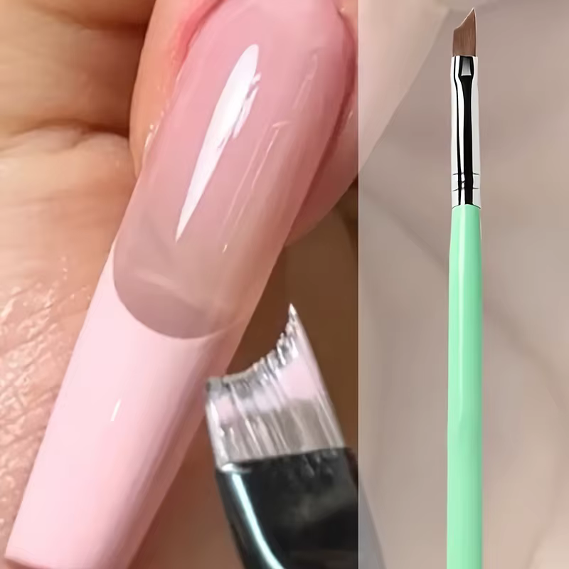 Pinceau de manucure demi-lune à bord incurvé pour nail art