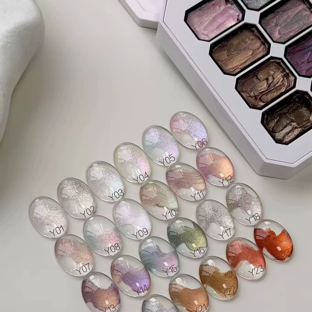 24 Couleurs Poudre de Fée Crème Gel Nail Art 3D UV/LED Gel Micro-Texture DIY Accessoires de Conception Florale pour Outils de Manucure