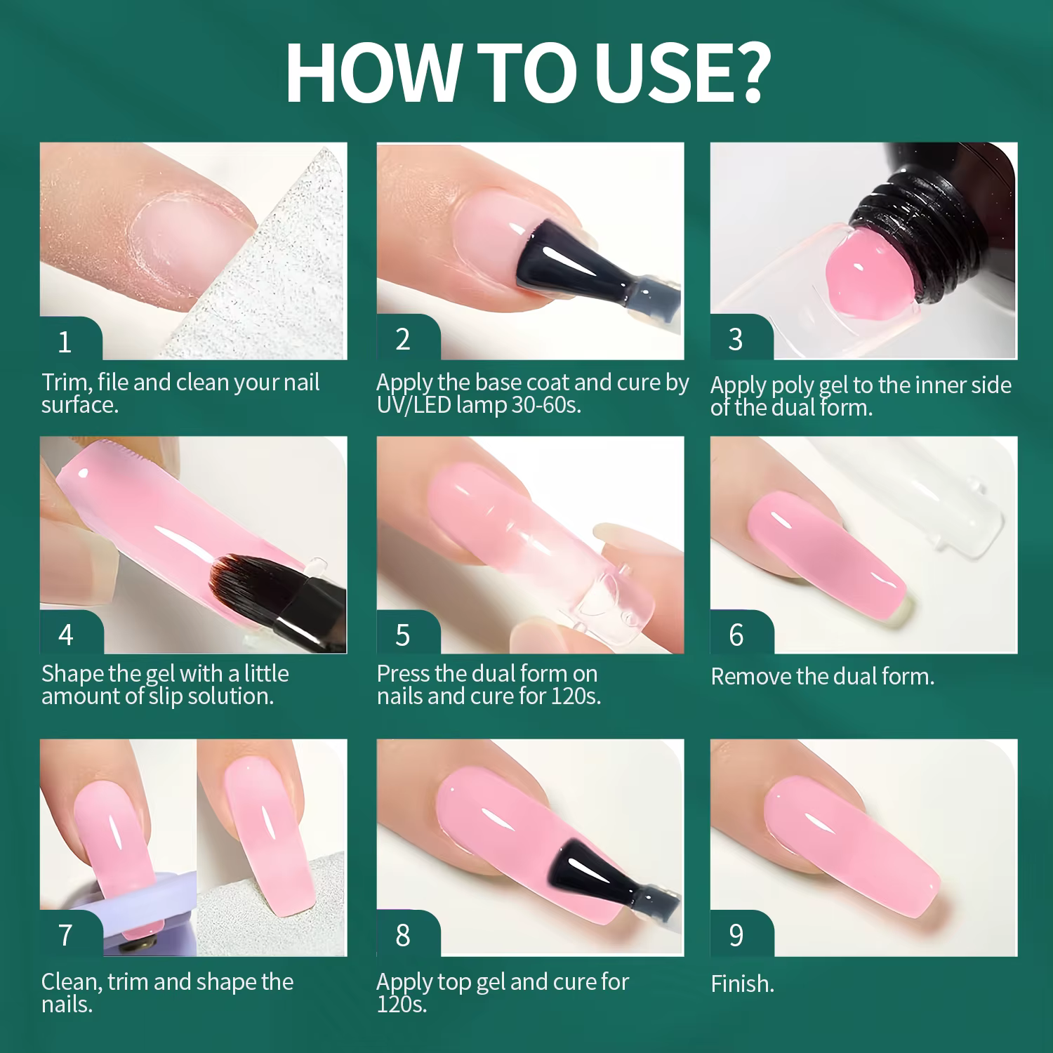 Nailpop 150 pièces ongles double forme ensemble de couverture complète effet de manucure française rapide 15 tailles