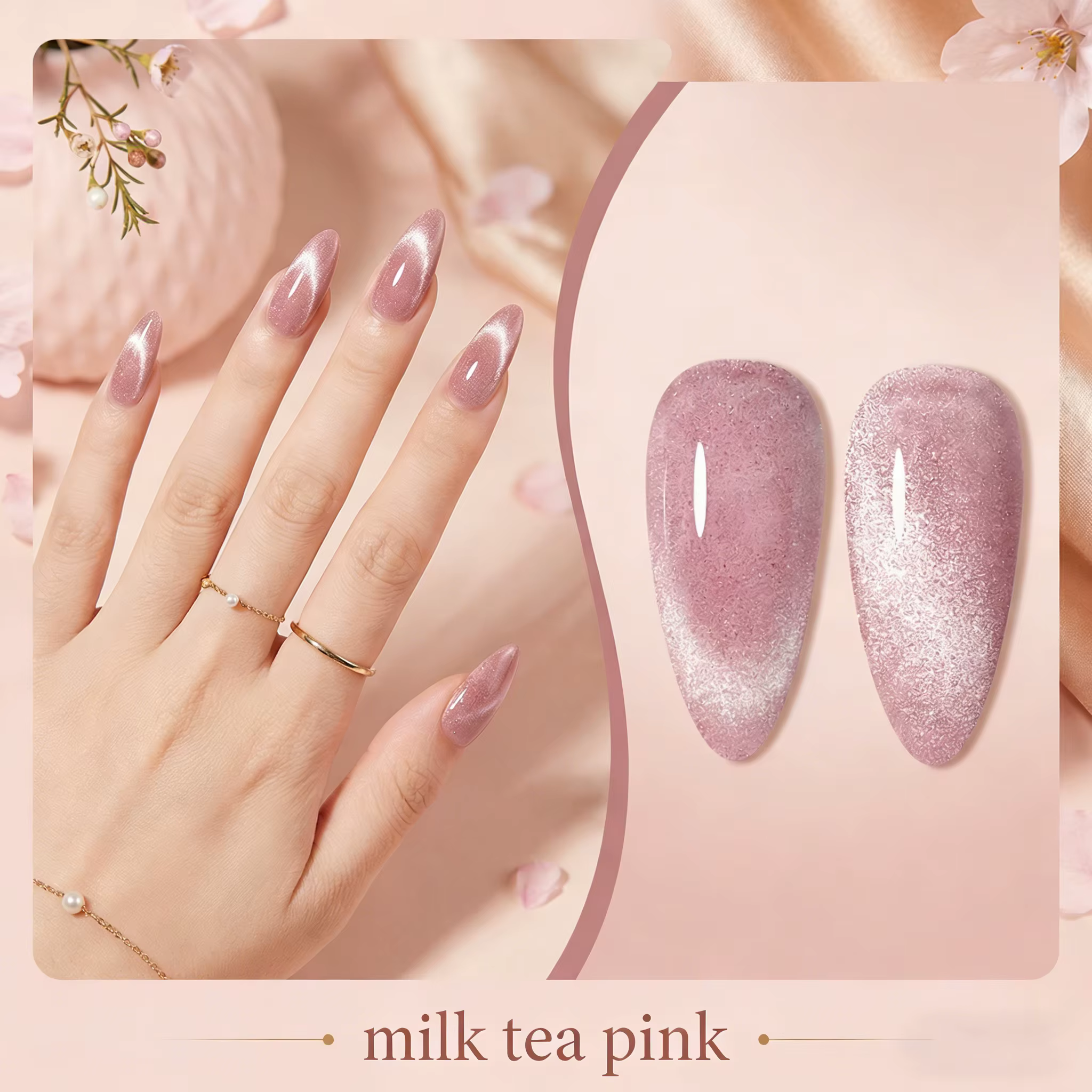 Vernis à ongles effet œil-de-chat rose