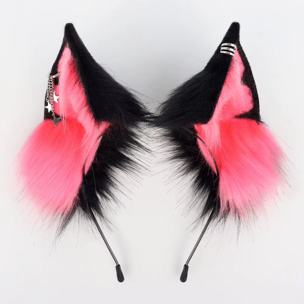 Accessoires de Cosplay d'halloween, oreilles de fourrure d'animaux, bandeau en peluche, oreilles de renard réalistes, Convention d'anime, casque de chat en direct