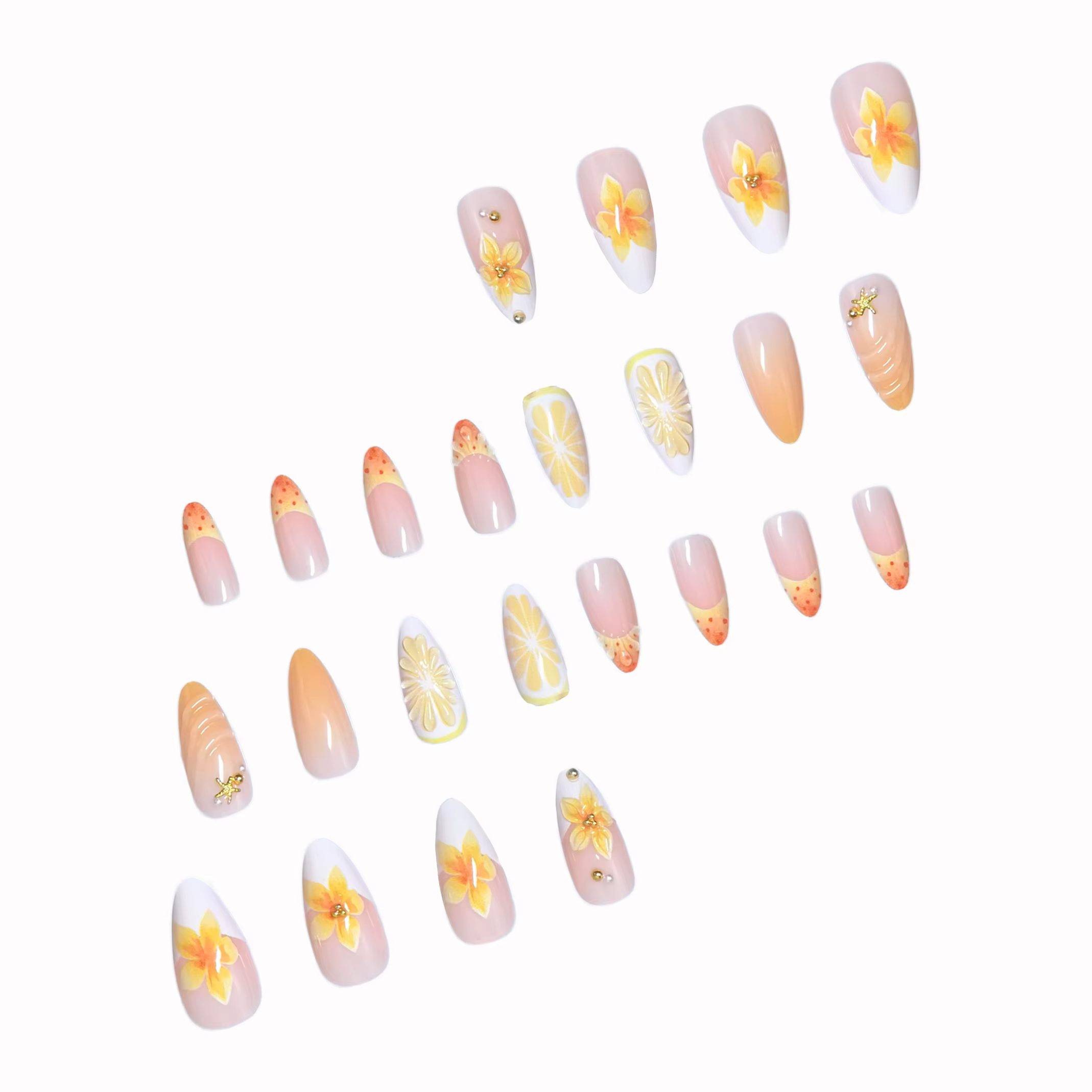 24 faux ongles à presser en forme d'amande