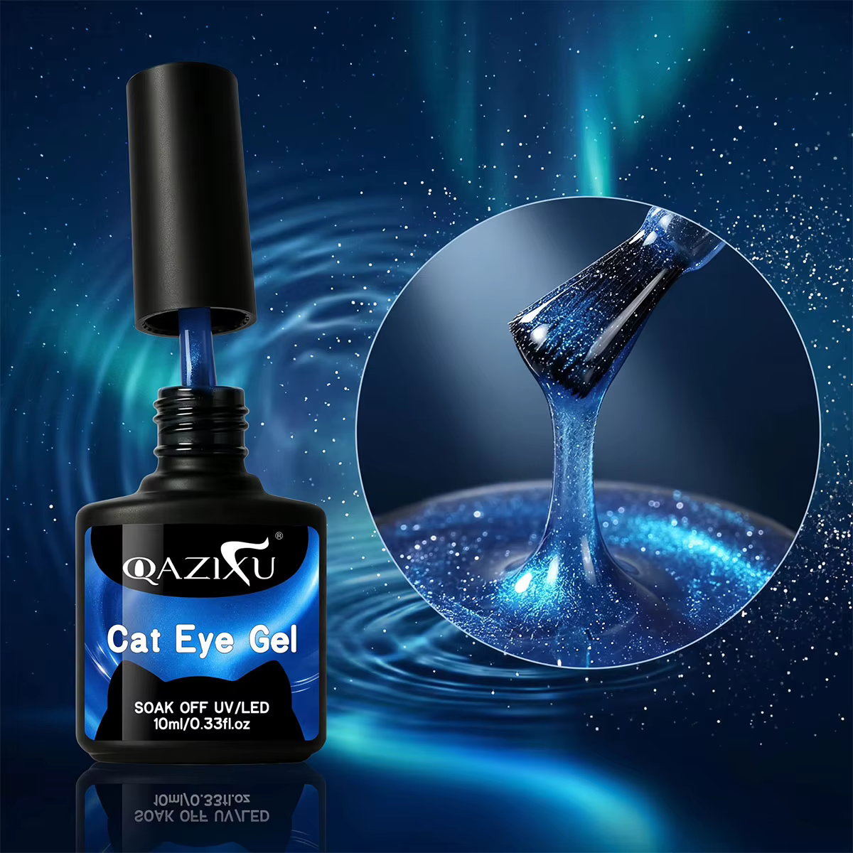 QAZIXU 10ml Vernis à ongles gel œil de chat bleu
