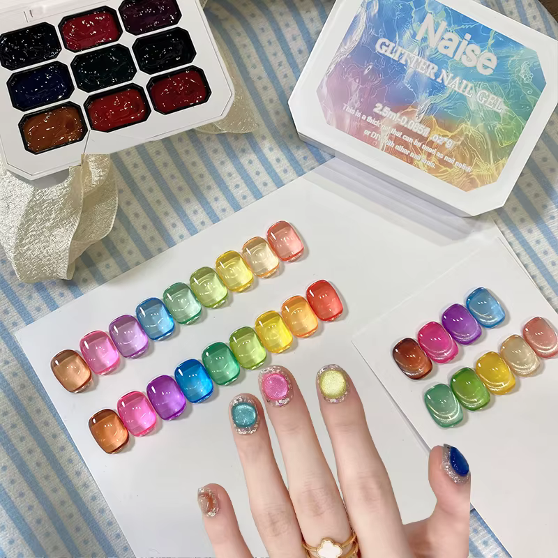 Vernis à ongles solide couleur gelée d'été Gel 9 couleurs Gel à ongles-Gel à réglage fort