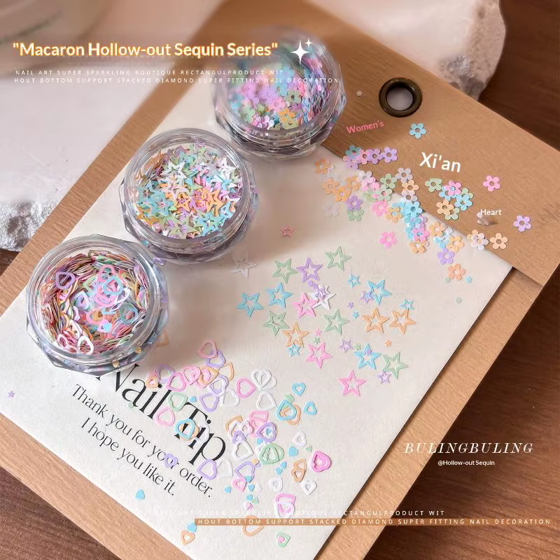 Paillettes de nail art Macaron Pastel creuses