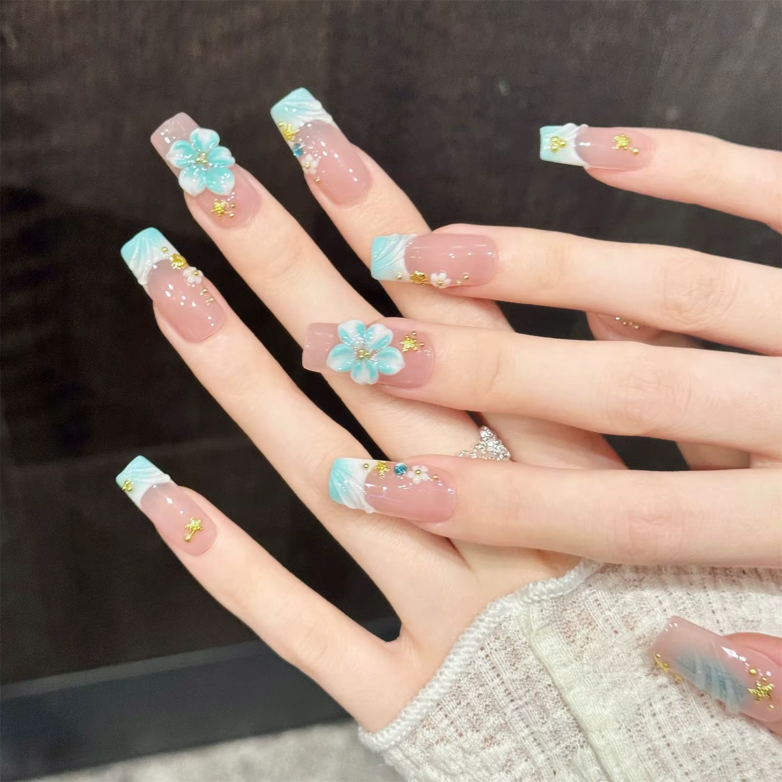 10 faux ongles longs de type ballerine