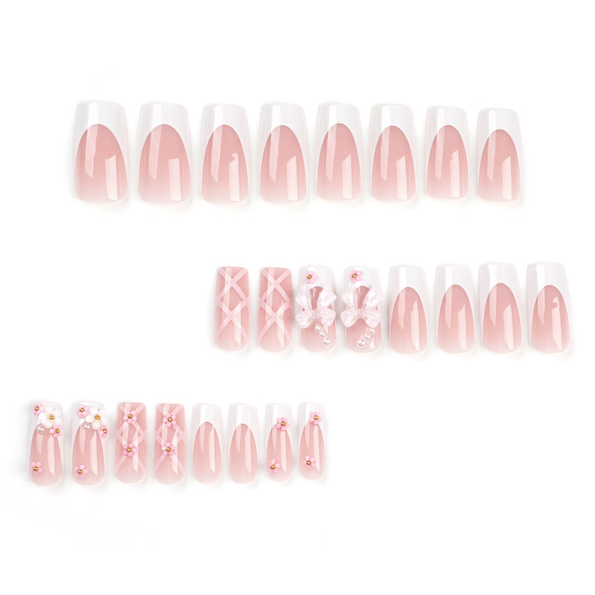 24 faux ongles carrés, 1 autocollant de colle en gel + 1 lime à ongles