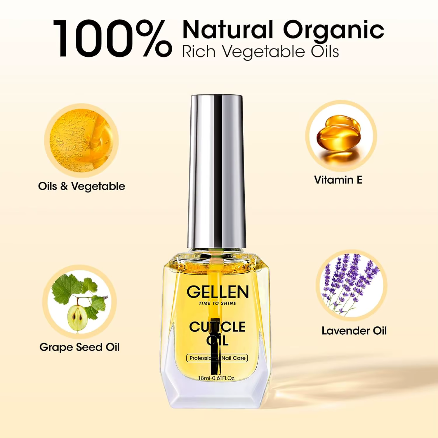 GELLEN 18ml Huile pour cuticules Gel Vernis à ongles Kit Base Top Coat Finition brillante Longue durée Soak Off Nail Art Manucure Set Femmes Filles