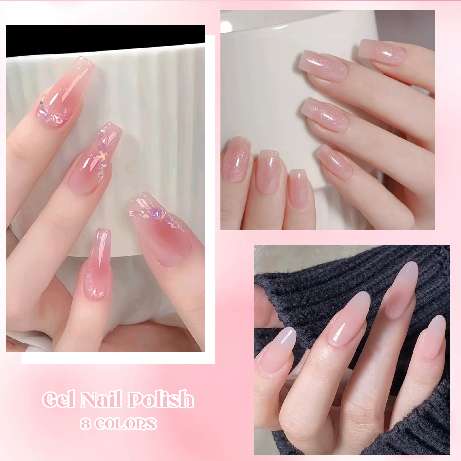 8 pièces ensemble de vernis à ongles Gel gelée nue avec boîte couleur translucide Semi Permanent tremper UV LED Gel