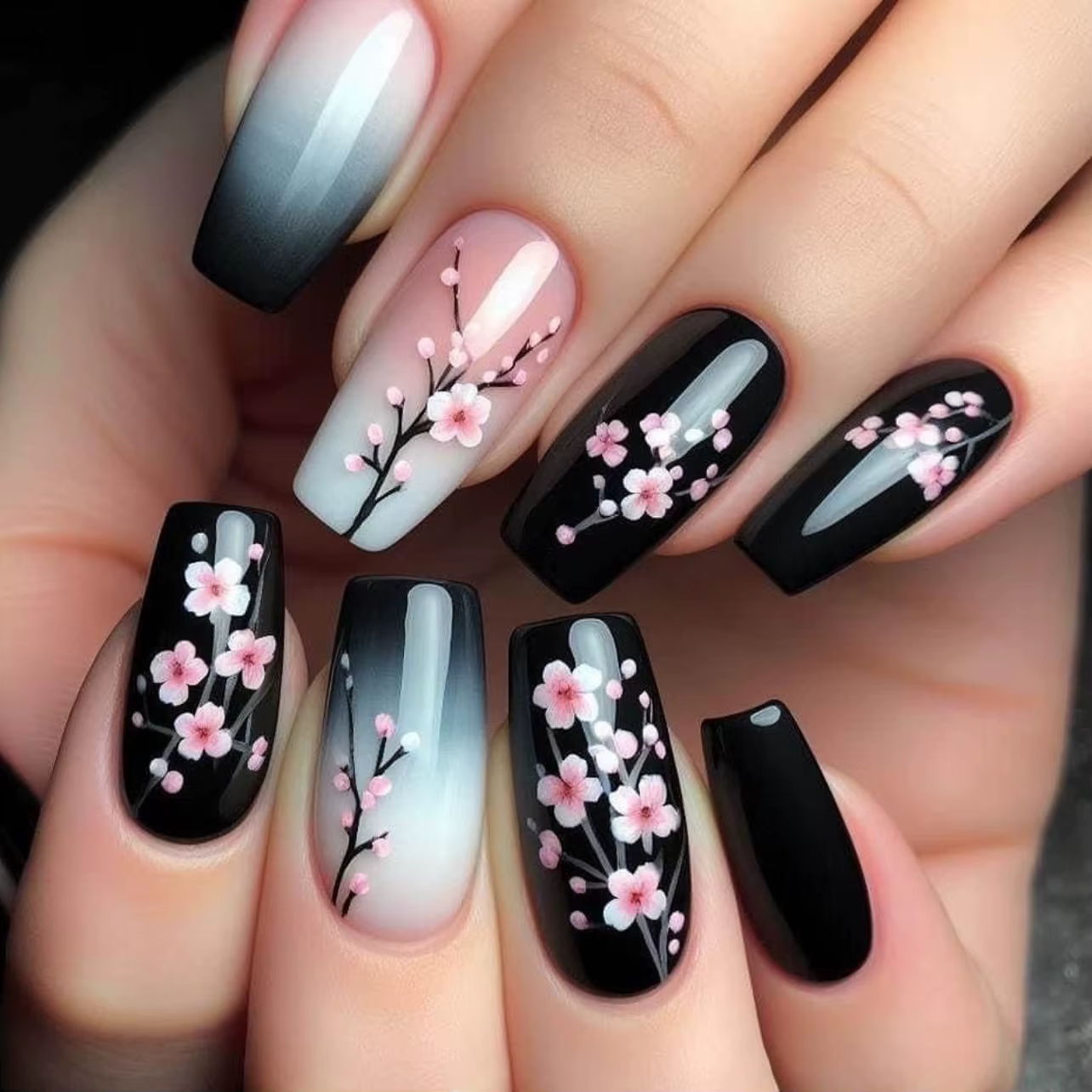 Mignon petites fleurs couleur nue Nail Art Simple faux ongles détachable fini