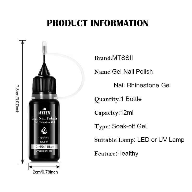 Gel à strass pour ongles 12 ml - Sans alcool