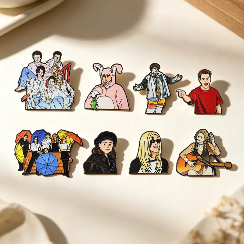 8 Pièces Broches Personnages de Dessins Animés et Anime Friends, Épingles en Émail Mignonnes, Badges Métalliques pour Sac à Dos et Vêtements, Accessoires de Mode, Bijoux Cadeau