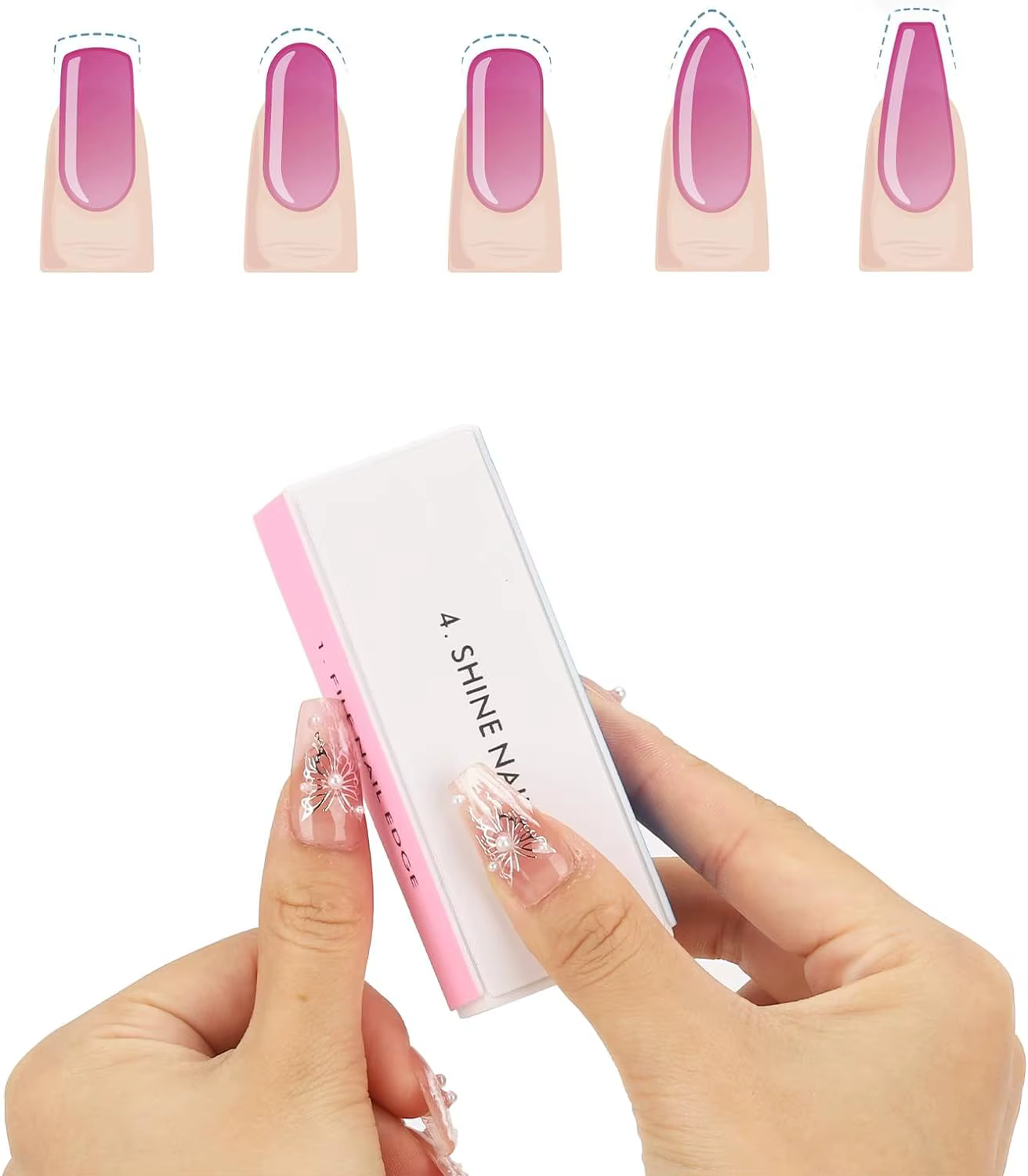 Bloc de polissage et lime à ongles rose pour pédicure