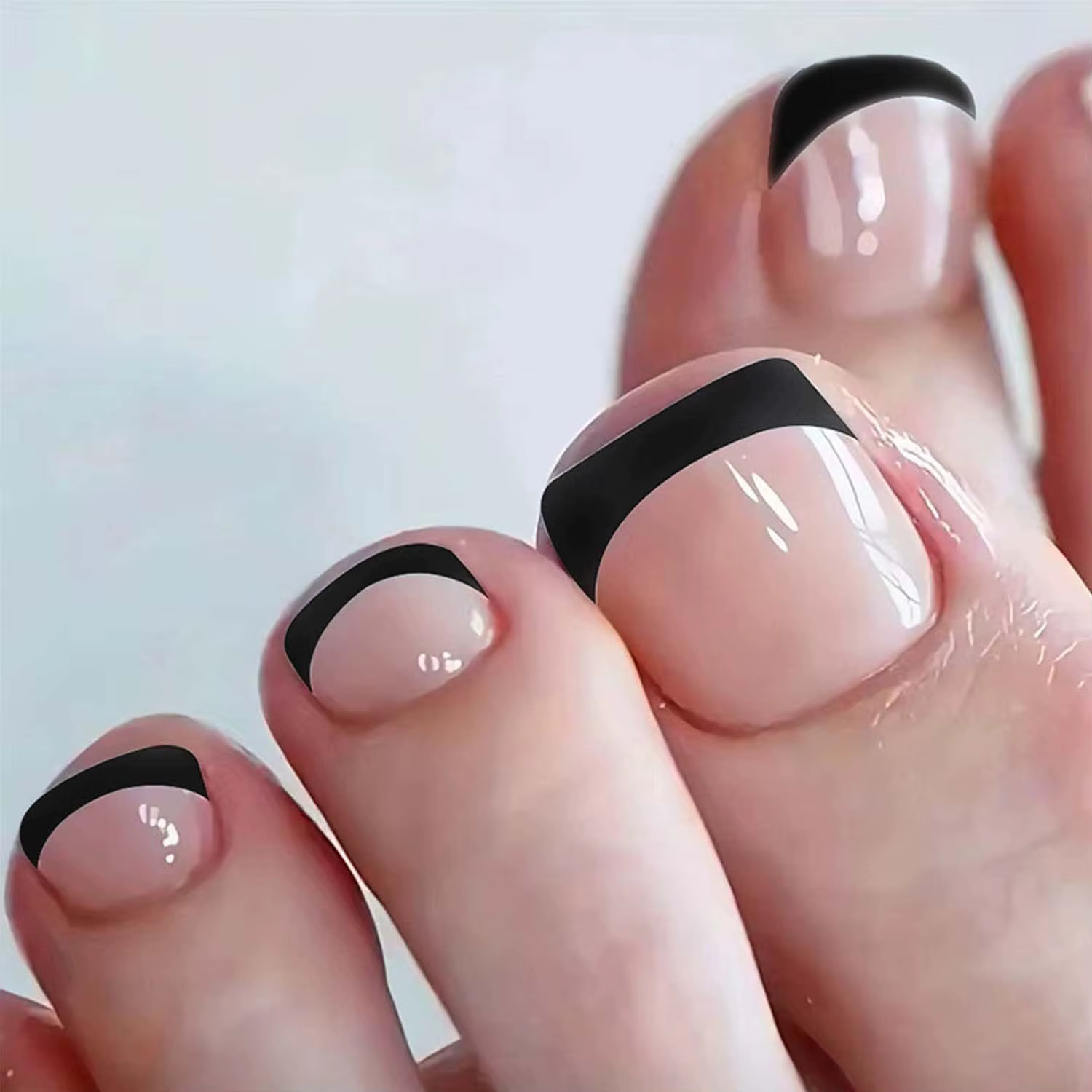 48 pièces-ongle pointu de Style français avec ongle d'orteil